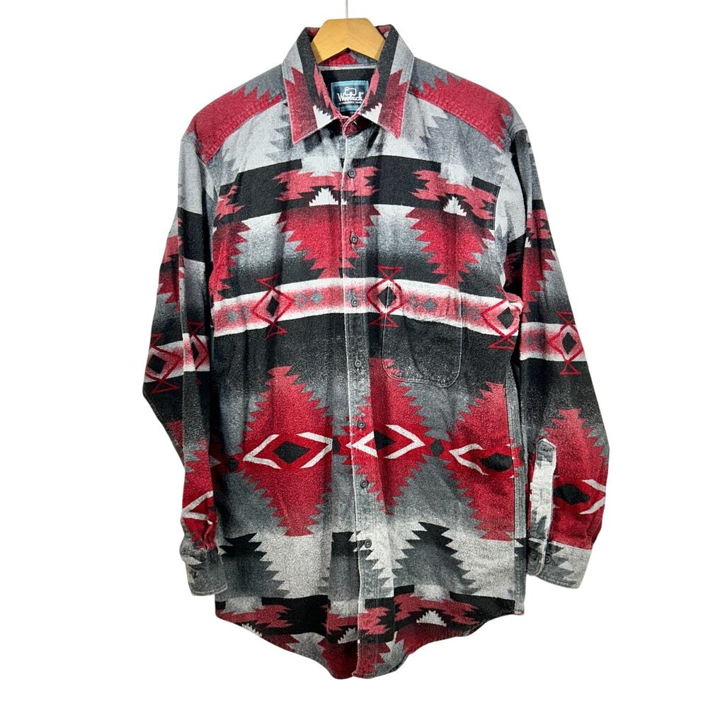 Vintage Woolrich Flannel Shirt Southwestern Button Down Size L USA Outdoor Trail